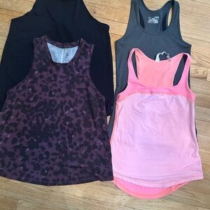 Black and Pink Sleeveless Tank Tops for Athletic Wear